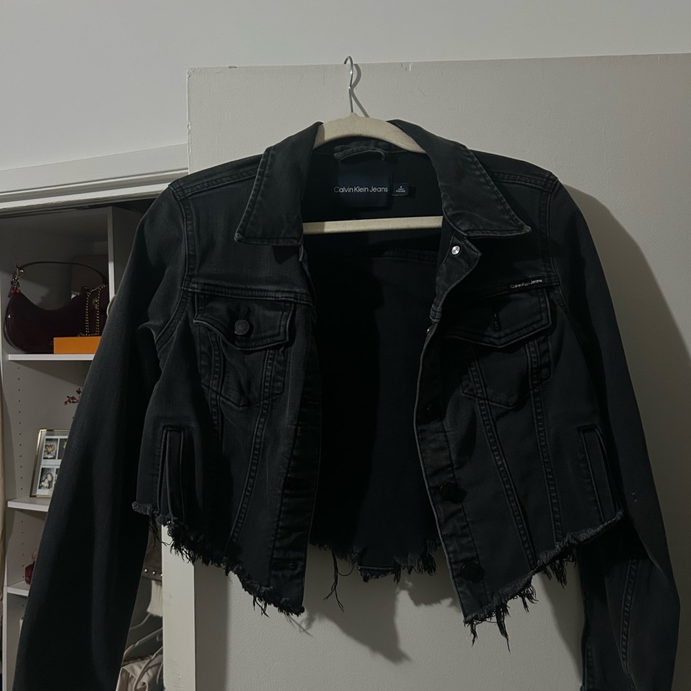Calvin Klein Jeans Distressed Black Denim Jacket
